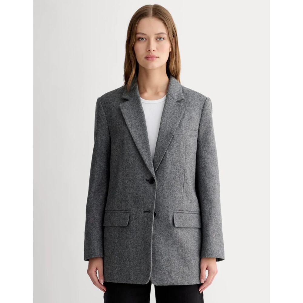 Everlane The Oversized Wool Herringbone Blazer Grey Women's Size 8